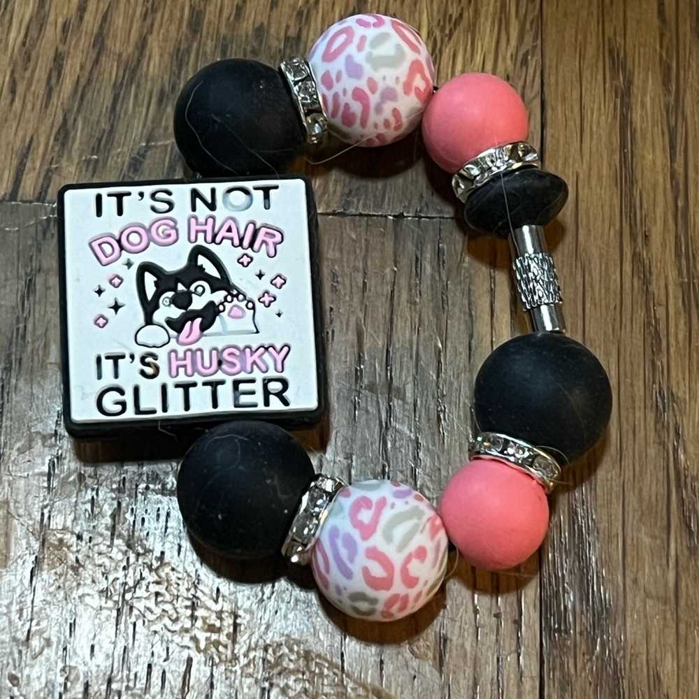 New double sided Husky Dog sarcastic Beaded Tumbler cup handle charm Bracelet